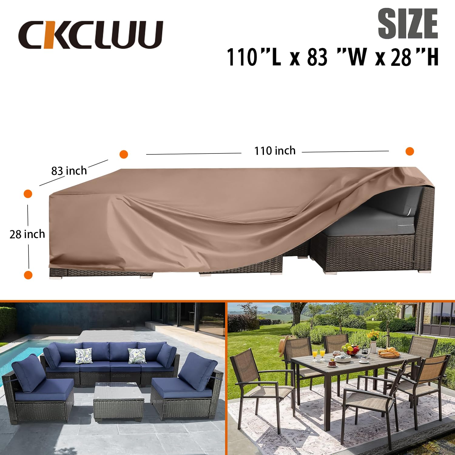 CKCLUU label and reinforced seams detail showing durable construction