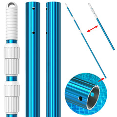 CKE blue pole front view showing durable anodized finish and longer reach