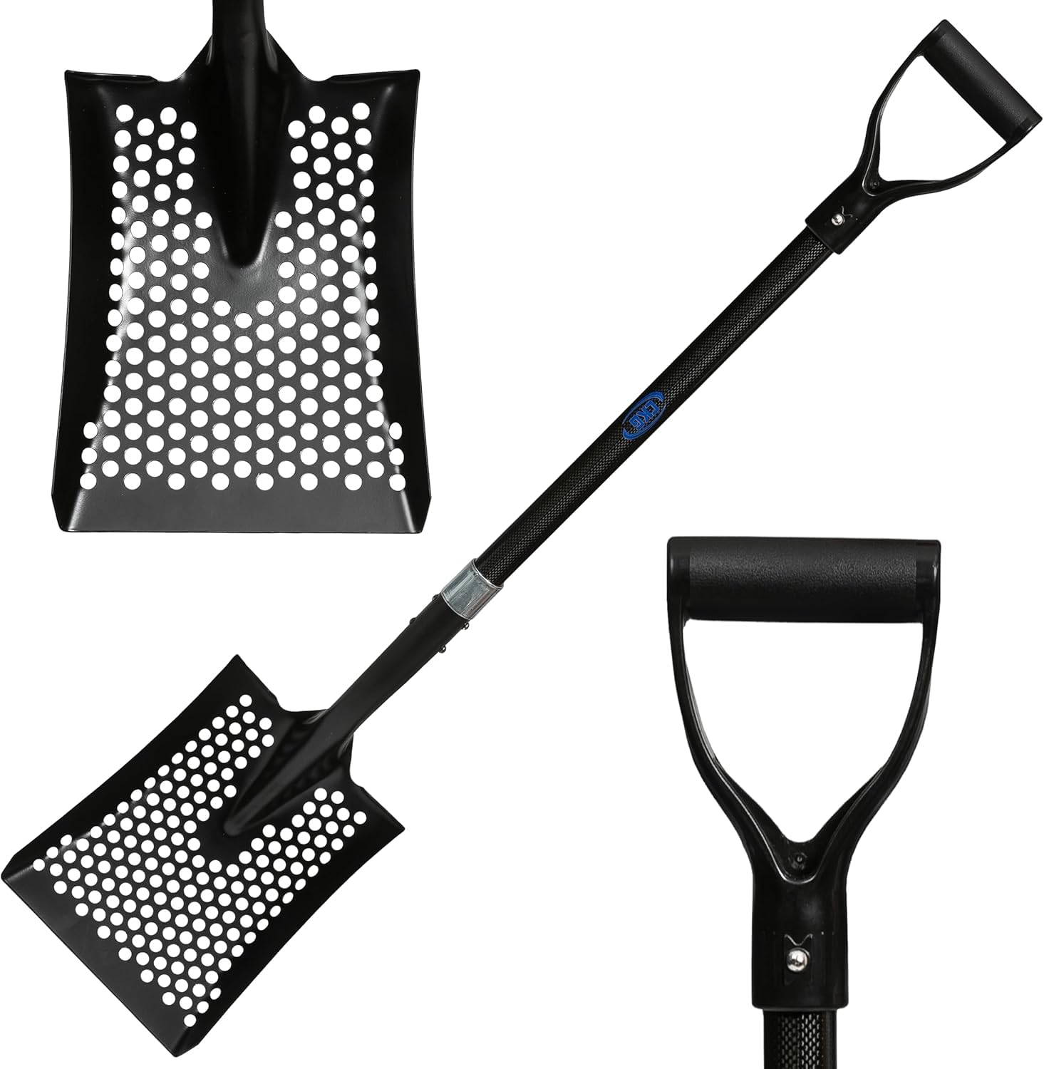 CKG front view showing full carbon fiber shovel and durable scoop for easy sifting