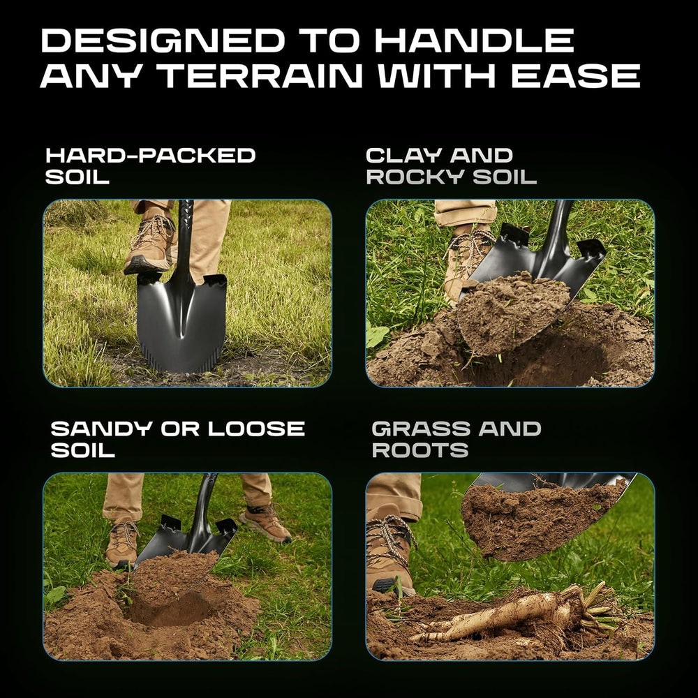 CKG gardener using shovel in yard showing reduced fatigue and control