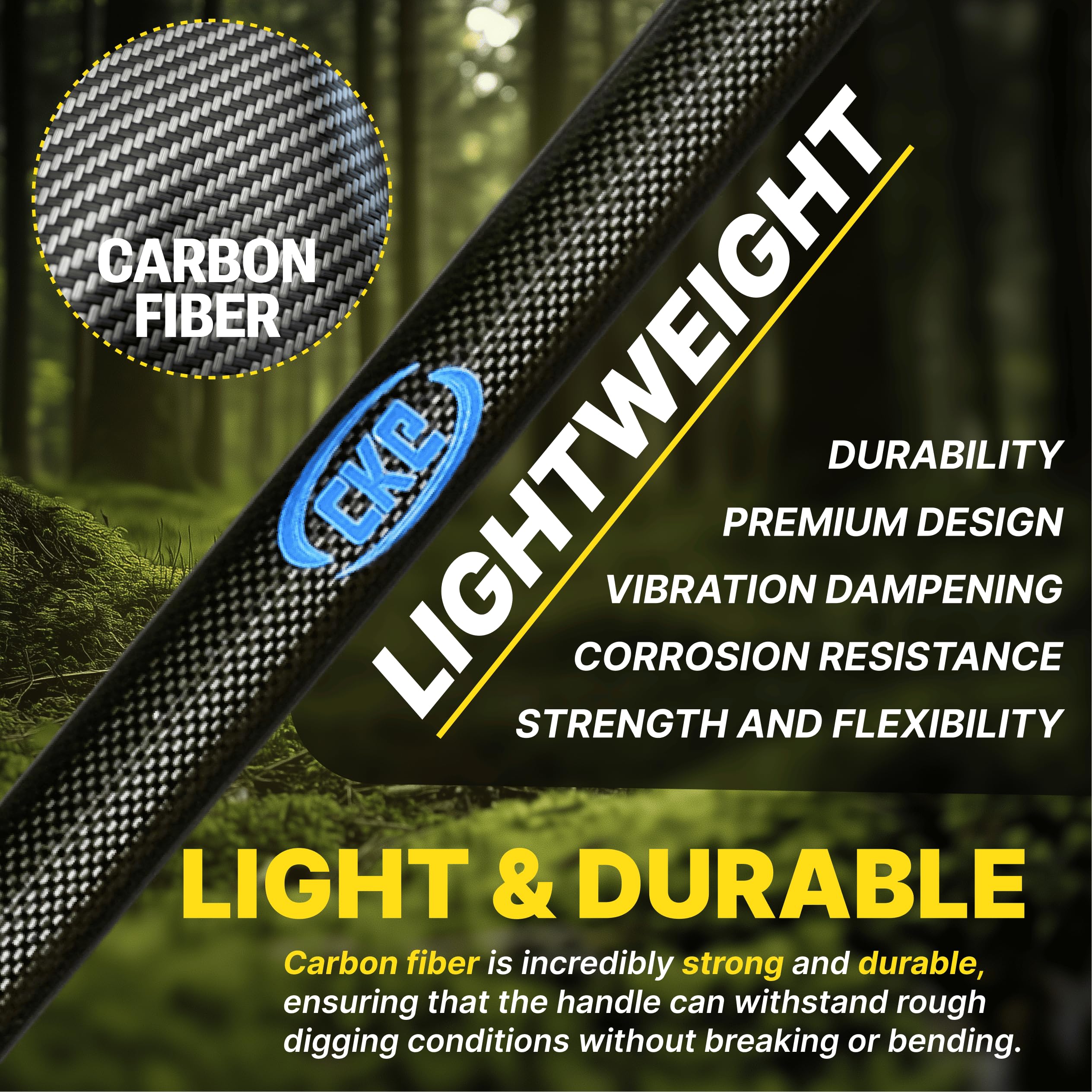 CKG handle grip texture and connection, secure non-slip control