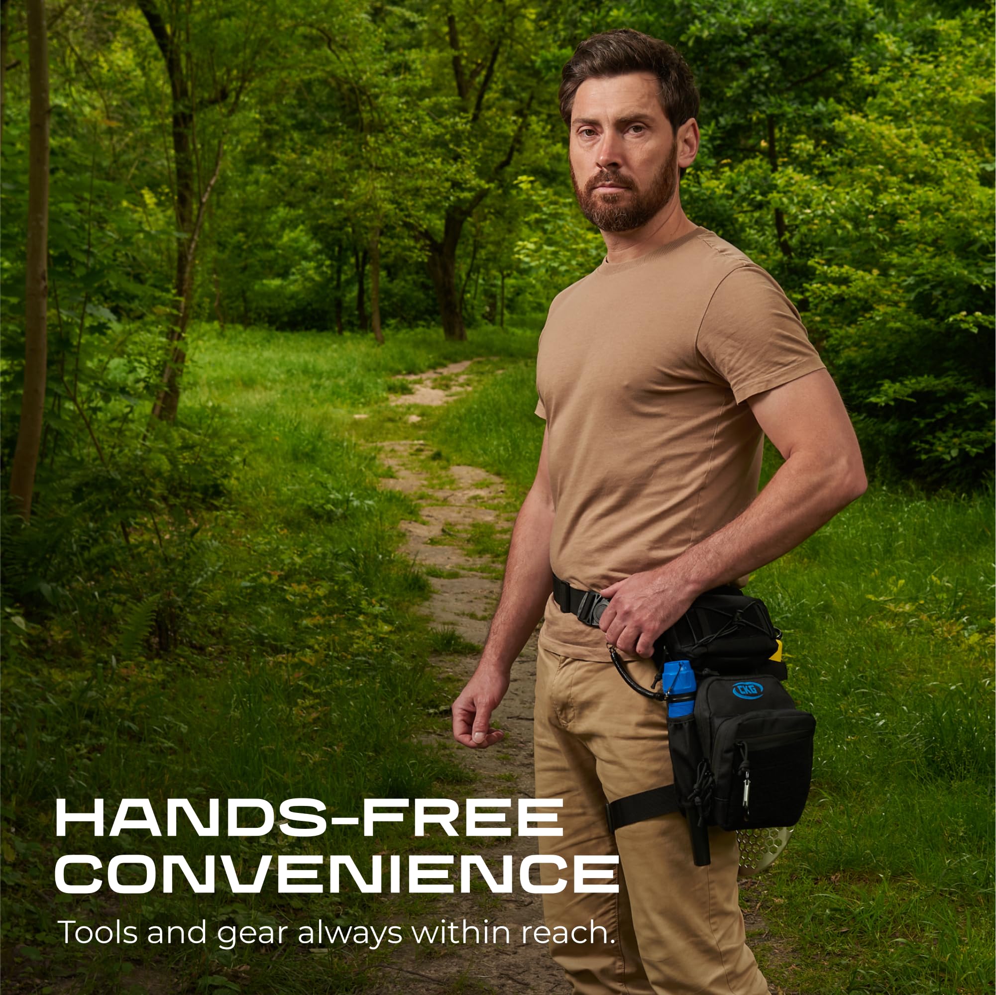 CKG leg bag side profile displaying compact design and stable strap placement