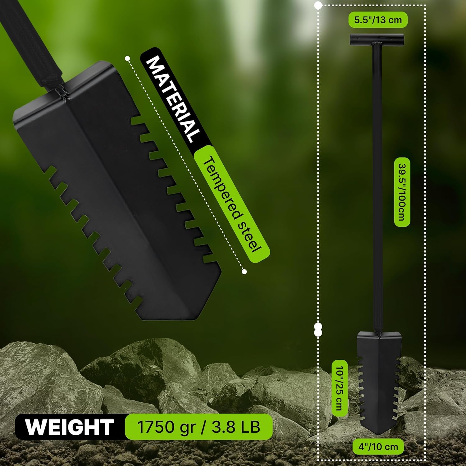 CKG pointed tip penetrating soil showing easy initial ground entry benefit