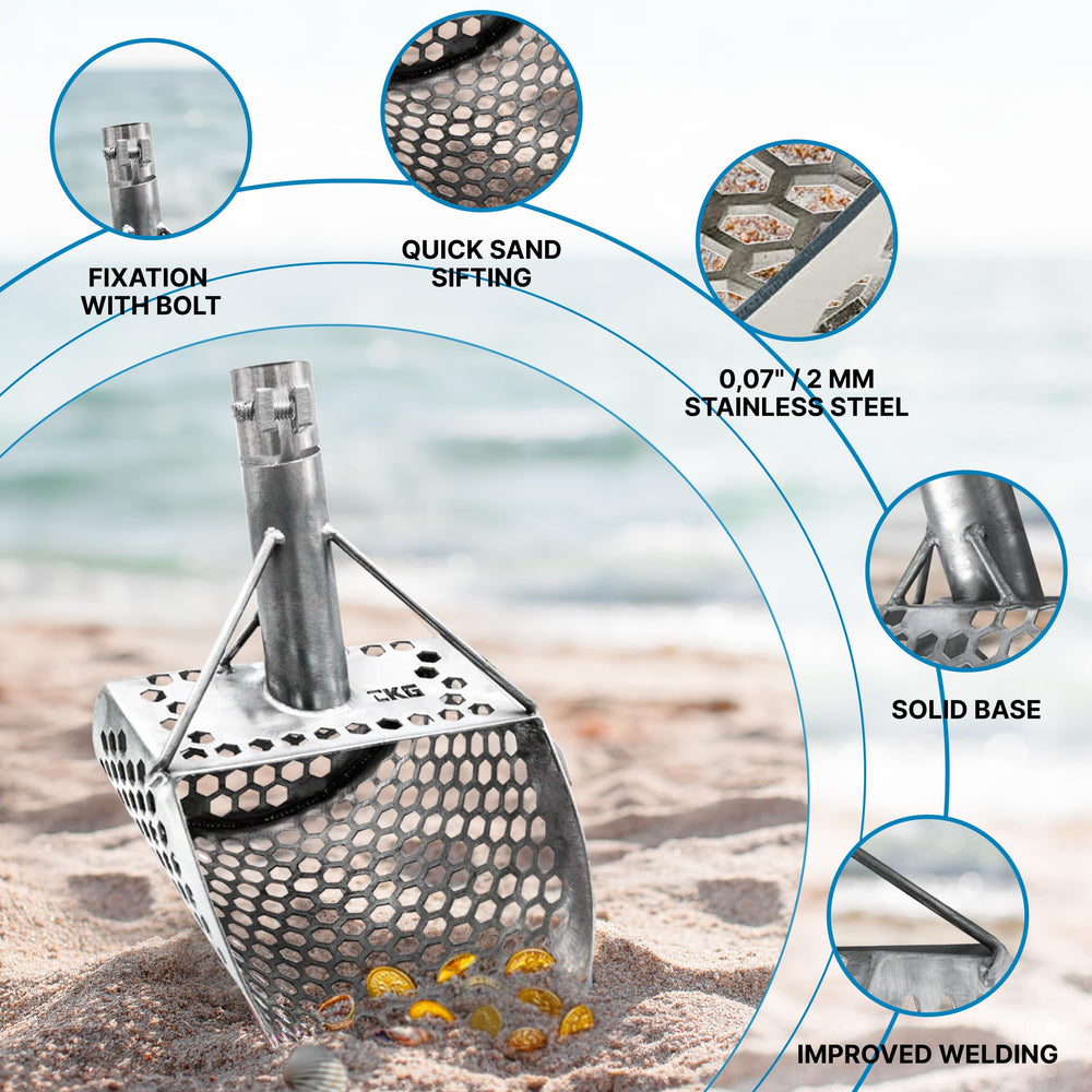 CKG sand scoop side profile showing reinforced rim and strength