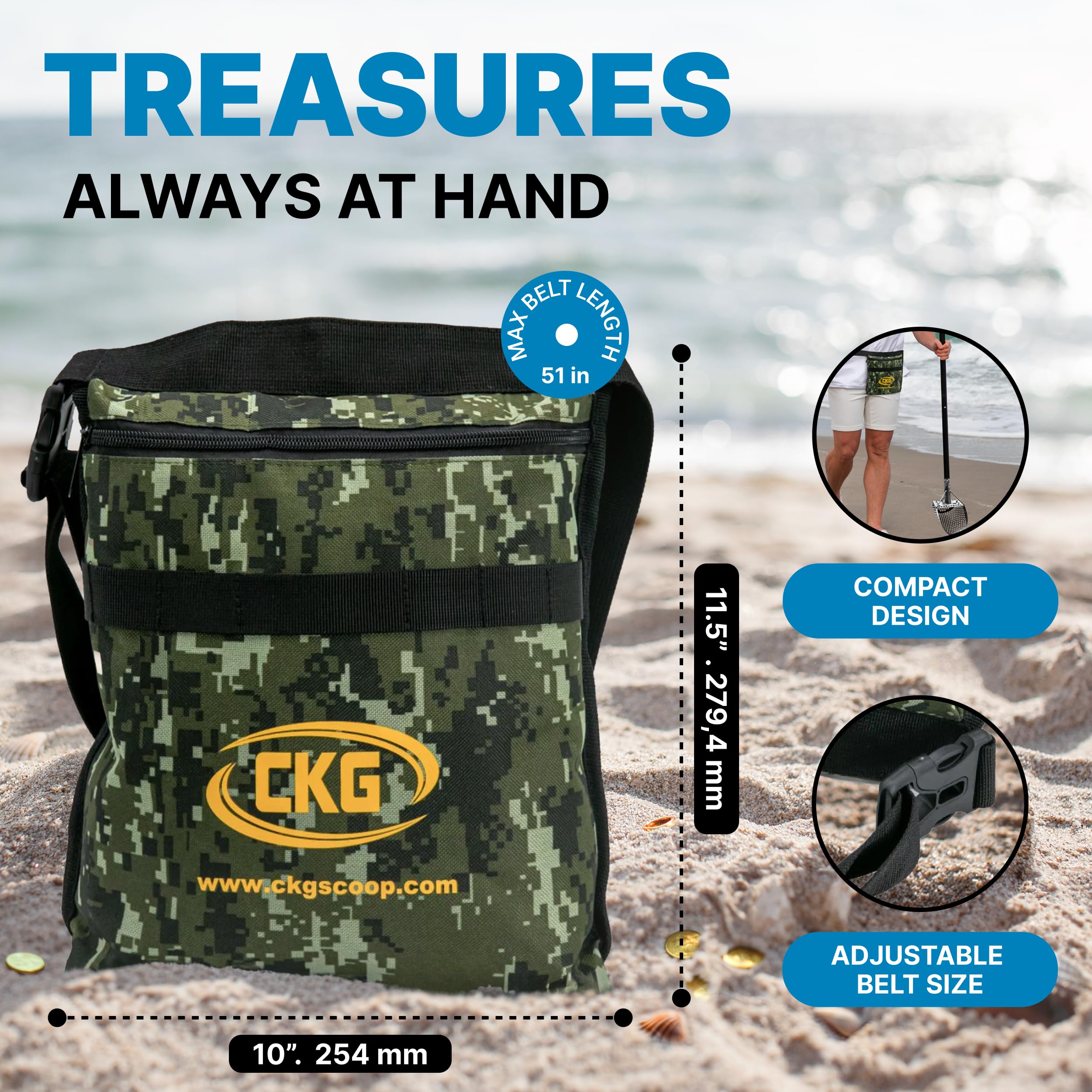 CKG scoop in use on beach demonstrating efficient target recovery