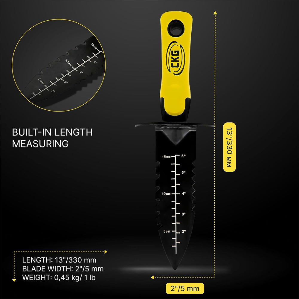 CKG shovel ergonomic rubber handle detail for secure comfortable grip
