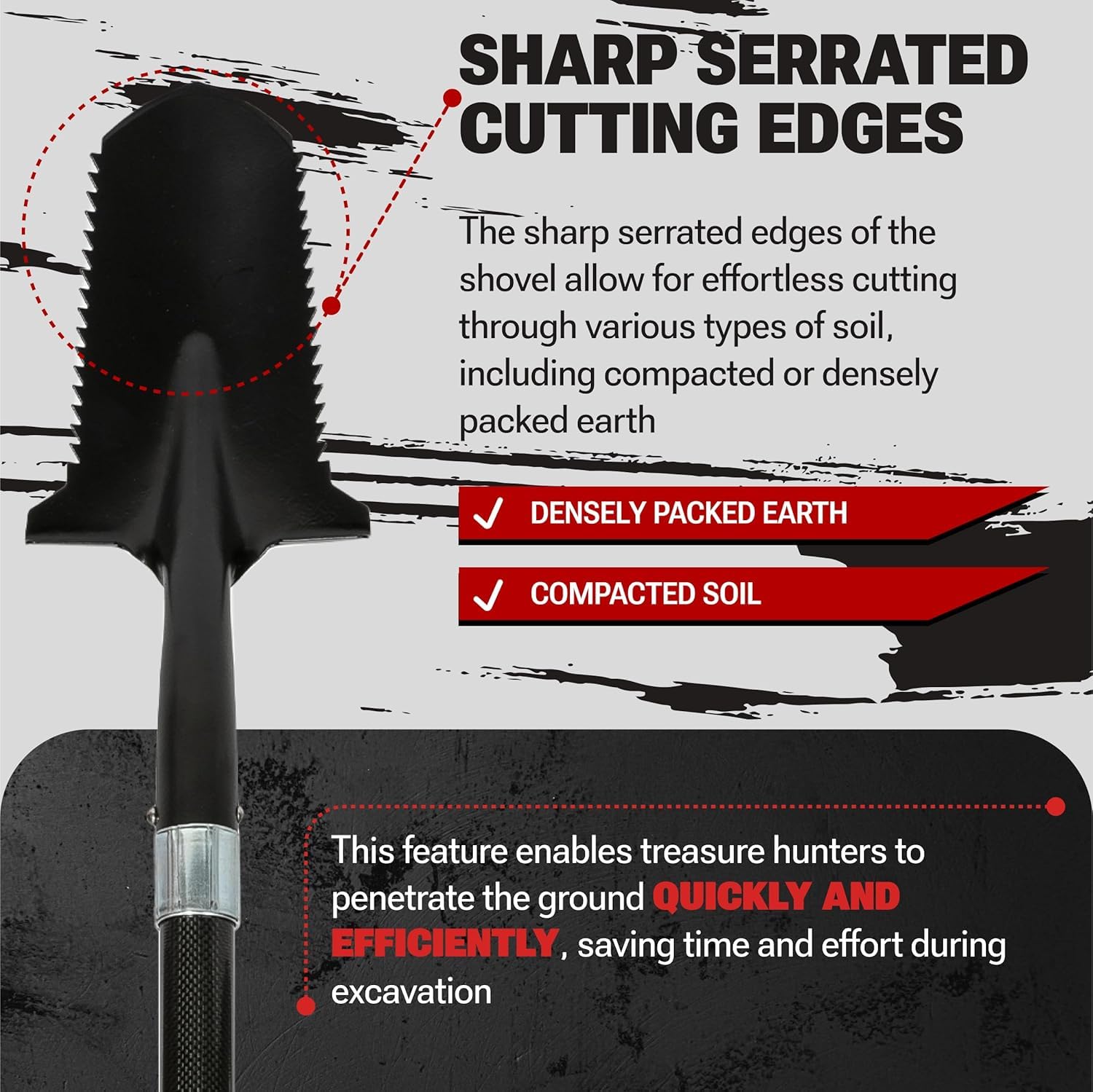 CKG shovel held beside a hand showing scale and easy carry advantage