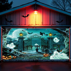 Ckihgenn front view of full 8x16ft graveyard garage cover, boosts curb appeal