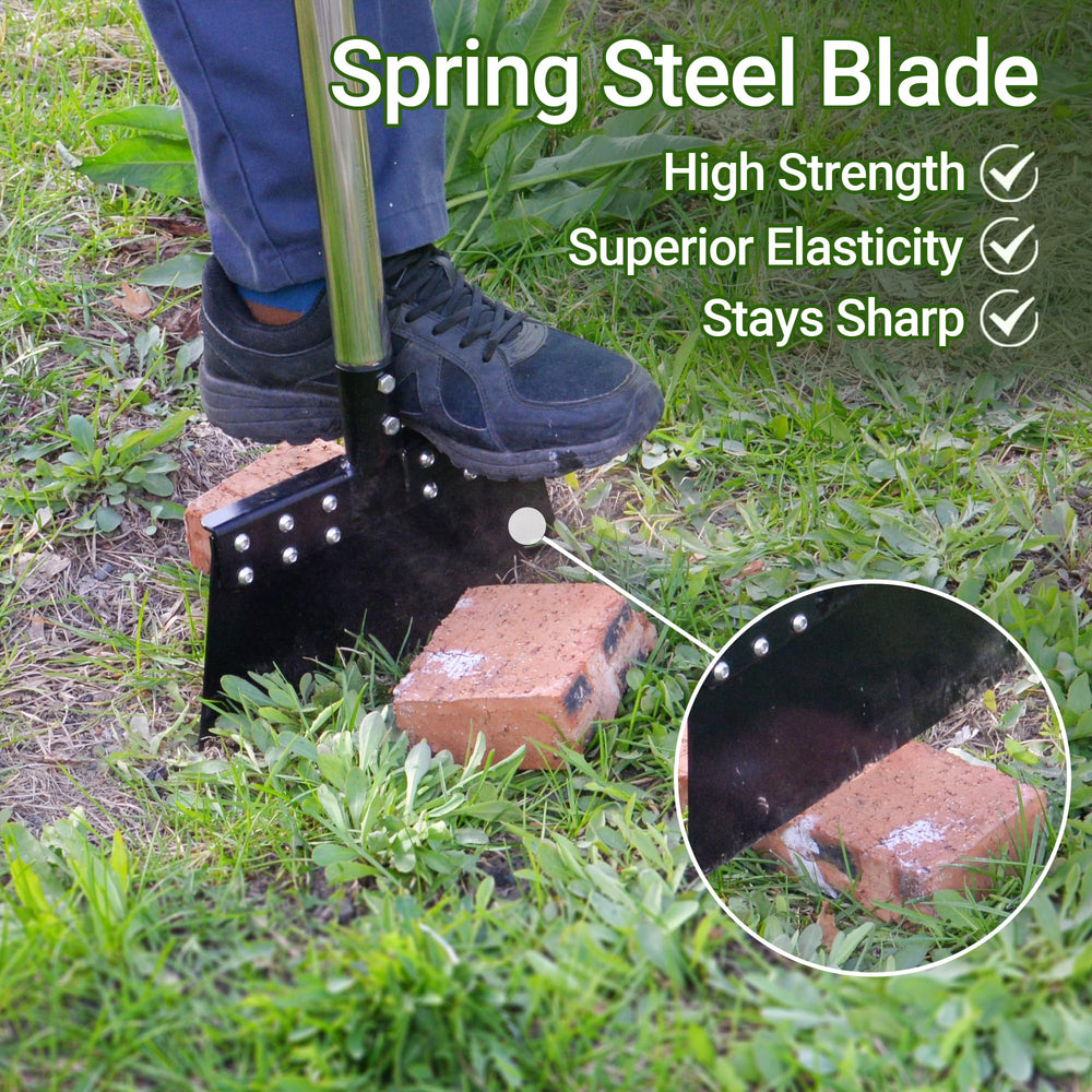 CKLT close-up of 11-inch spring steel blade edge showing durable sharpness