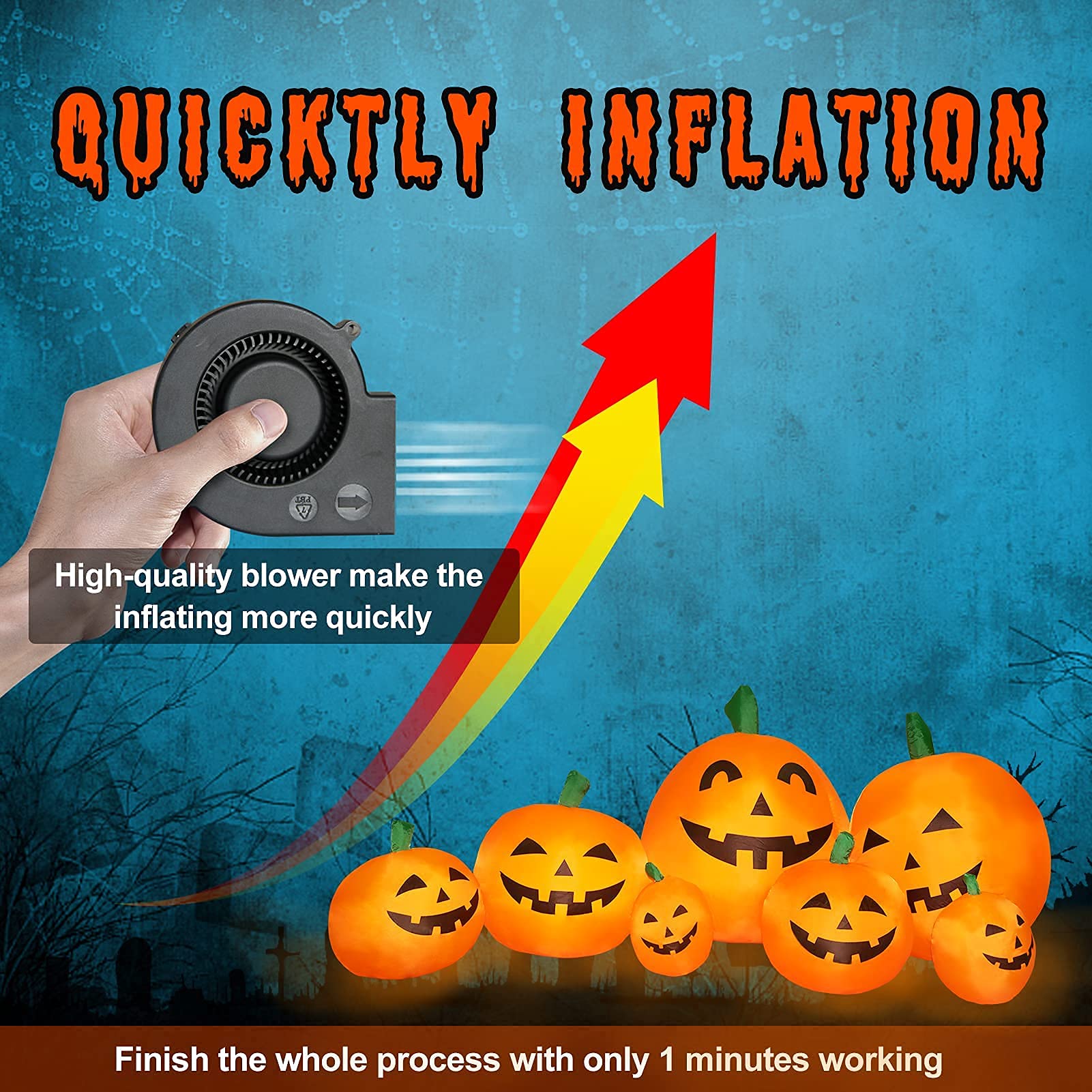 CL FUN blower and cord set up powering continuous airflow for quick inflation