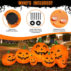 CL FUN side profile of inflatable pumpkin demonstrating full 7.5 ft scale