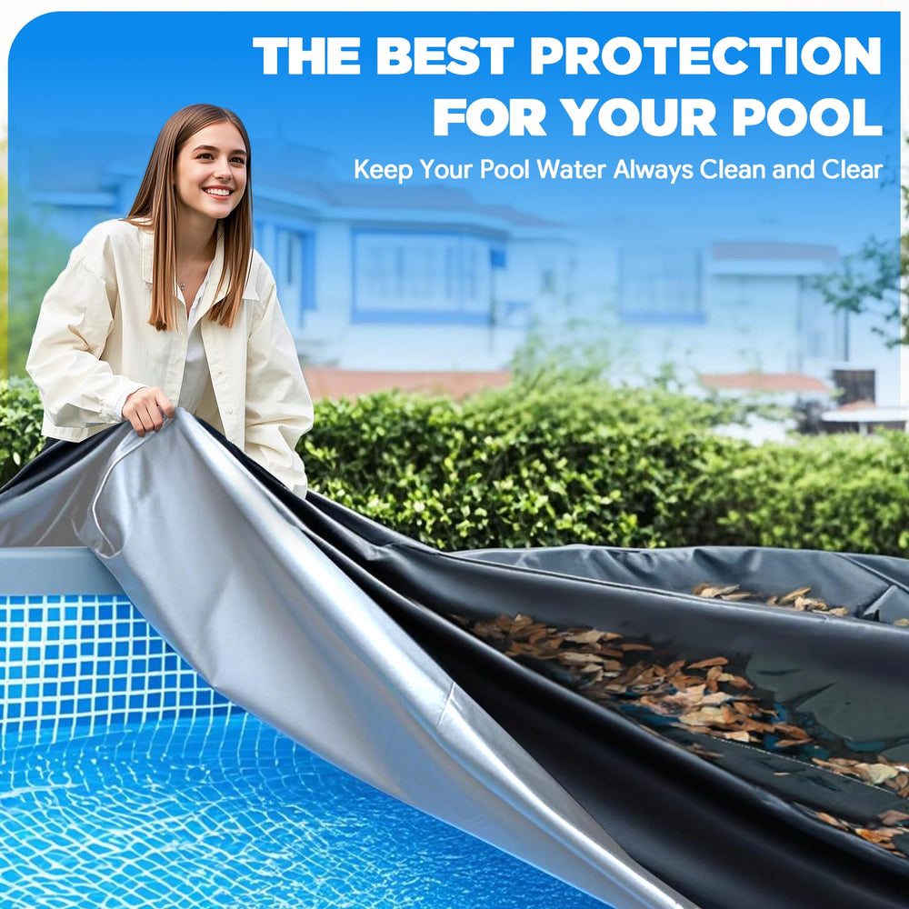 CL FUN backyard scene with cover in place showing reduced maintenance benefits