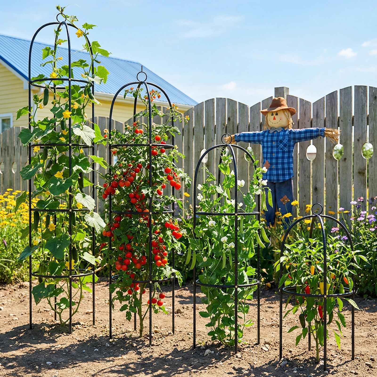 CL FUN trellis supporting rose vines for neat vertical bloom display