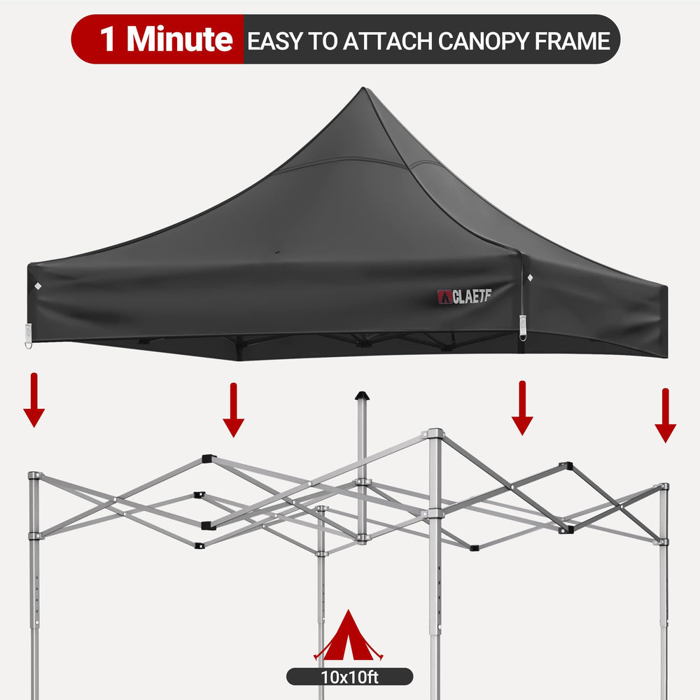CLAETF canopy top next to measuring tape showing correct 118in size