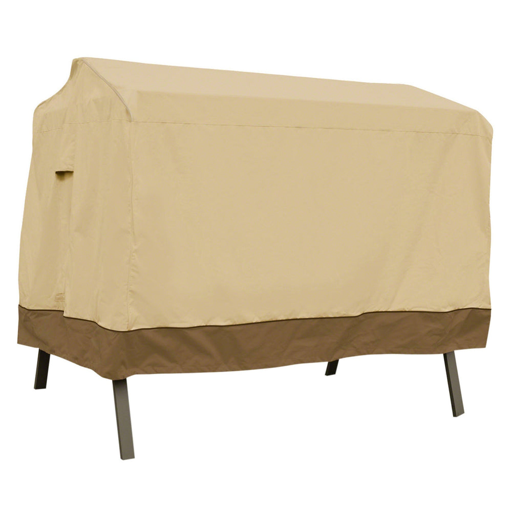 Classic Accessories front view protecting a canopy swing and keeping it clean
