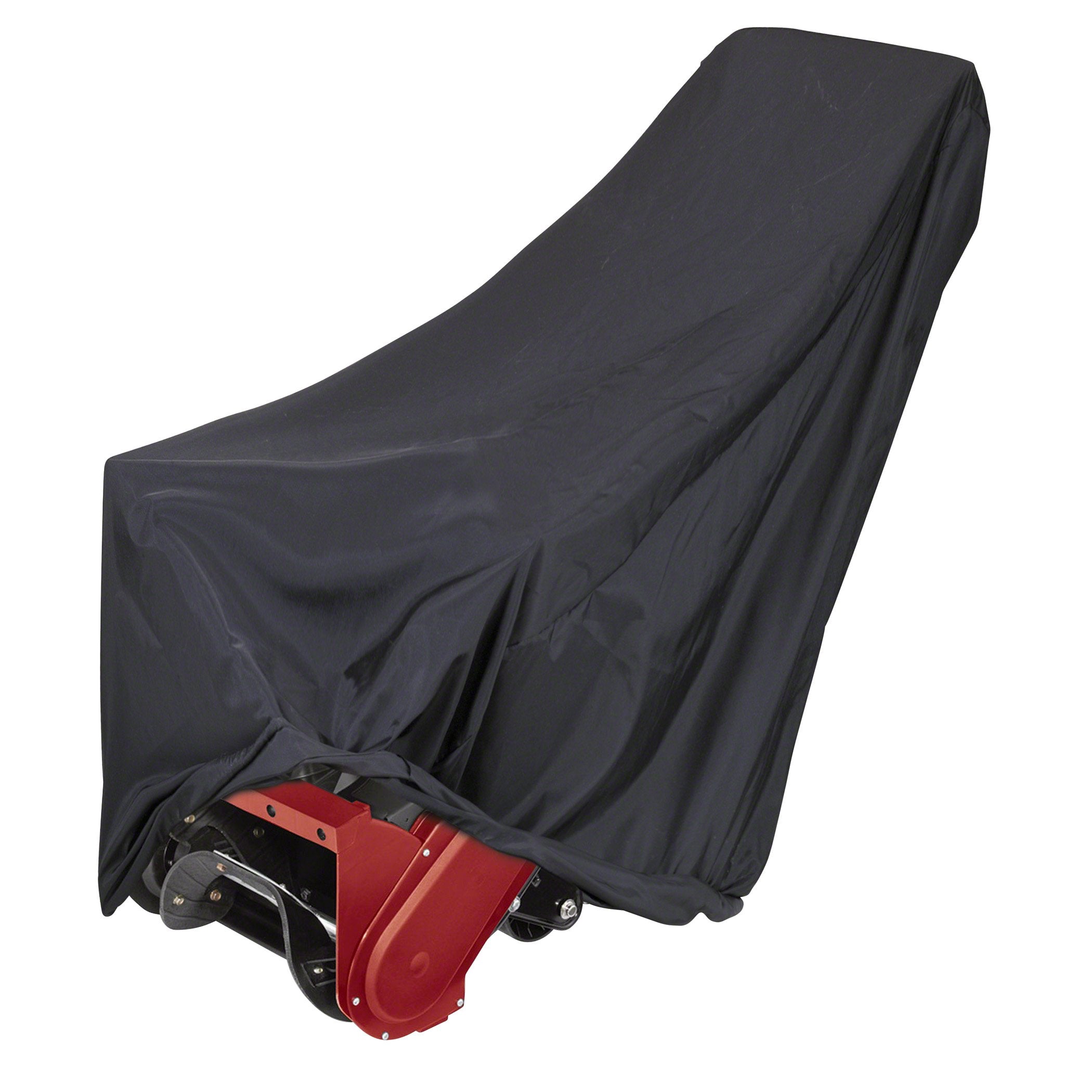 Classic Accessories front view of cover on snow thrower showing full protection and neat fit