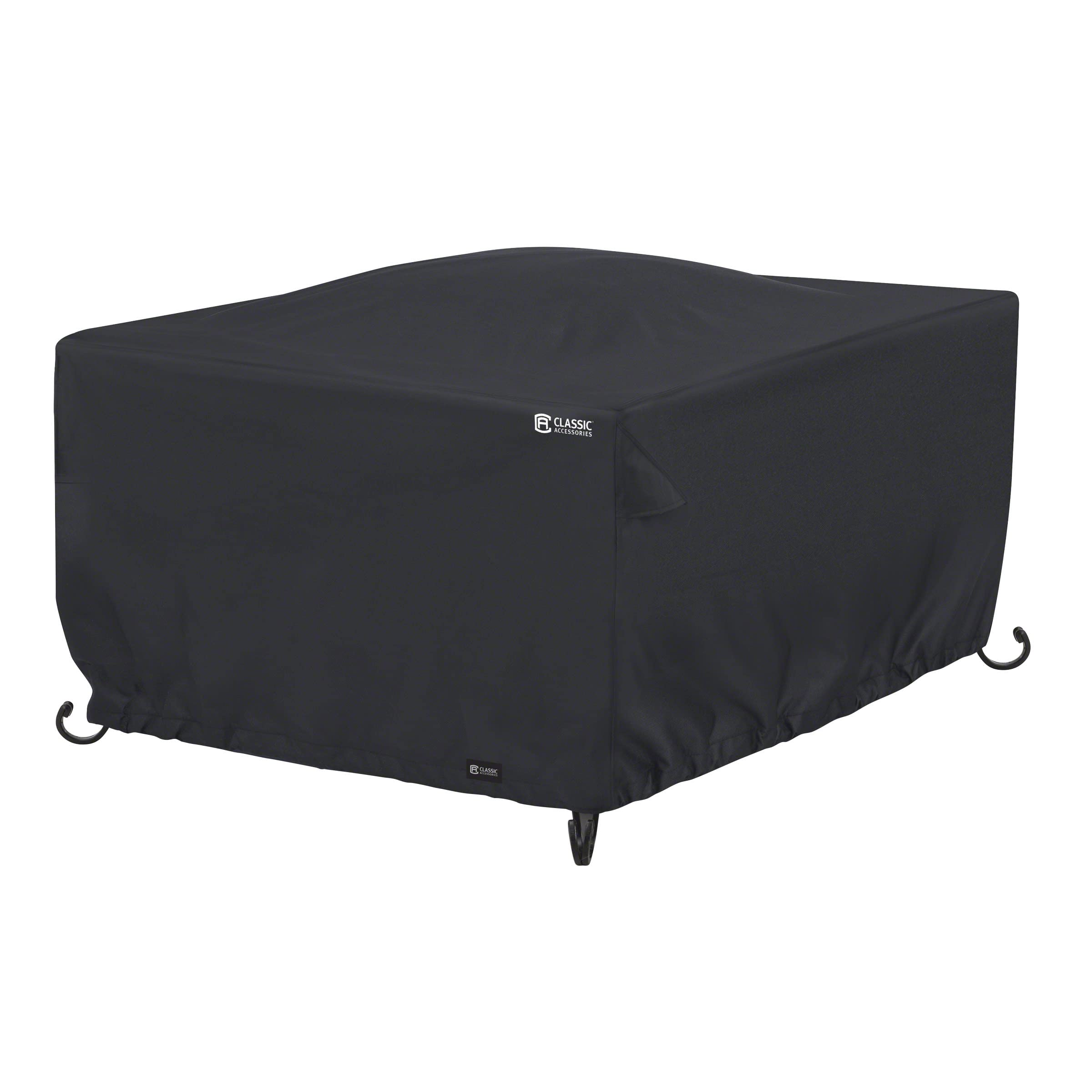Classic Accessories front view on fire pit table showing full coverage and protection