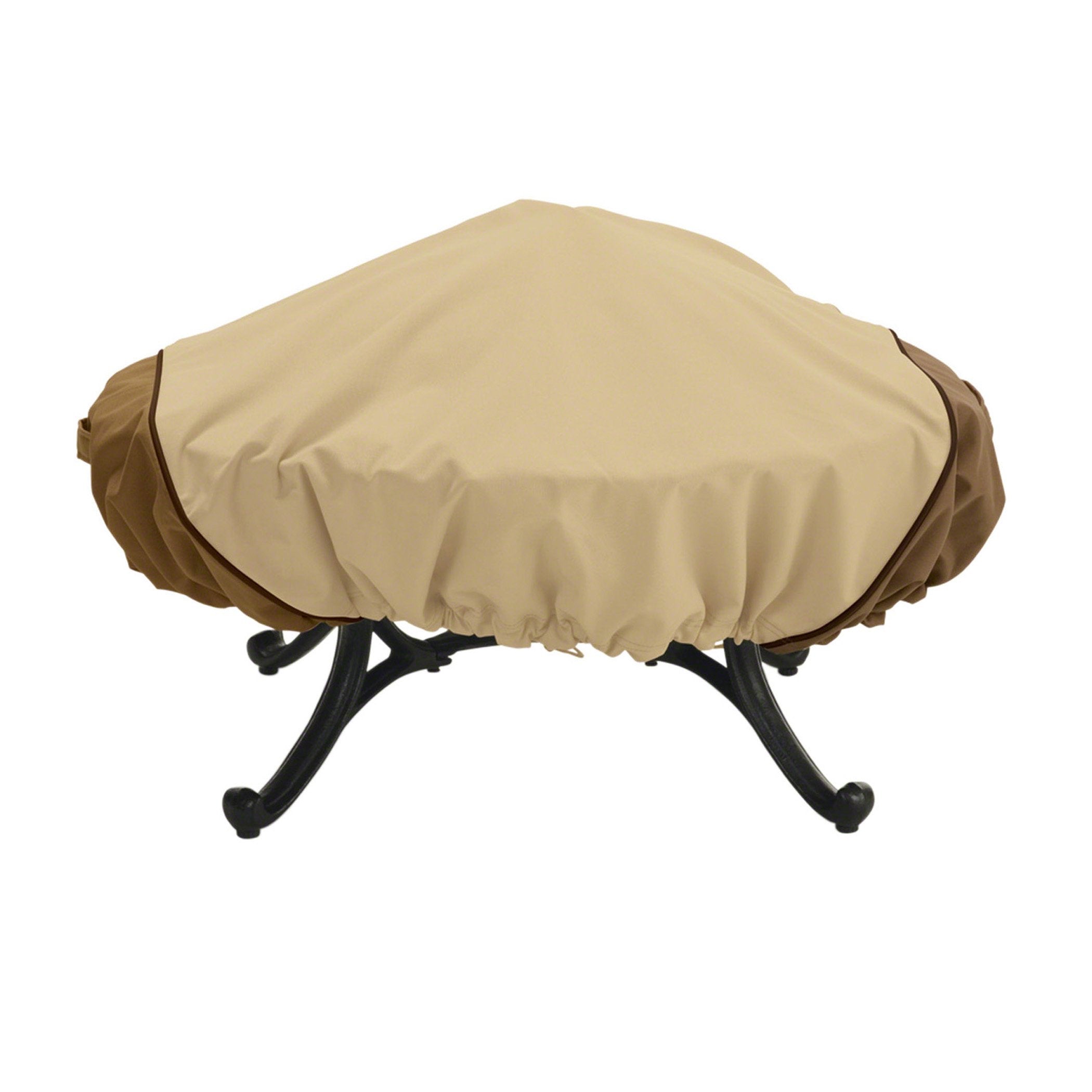 Classic Accessories front view of cover showing neat fit and patio protection