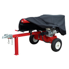 Classic Accessories front view on a log splitter, protecting motor from weather