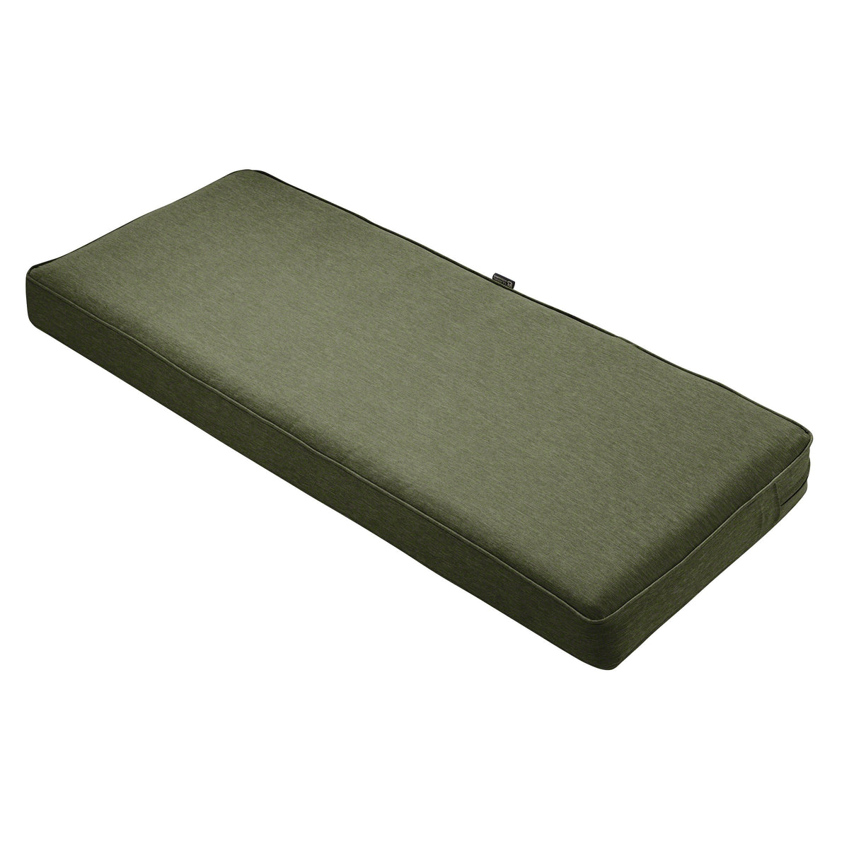 Classic Accessories front view of heather fern bench cushion showing fitted look and style