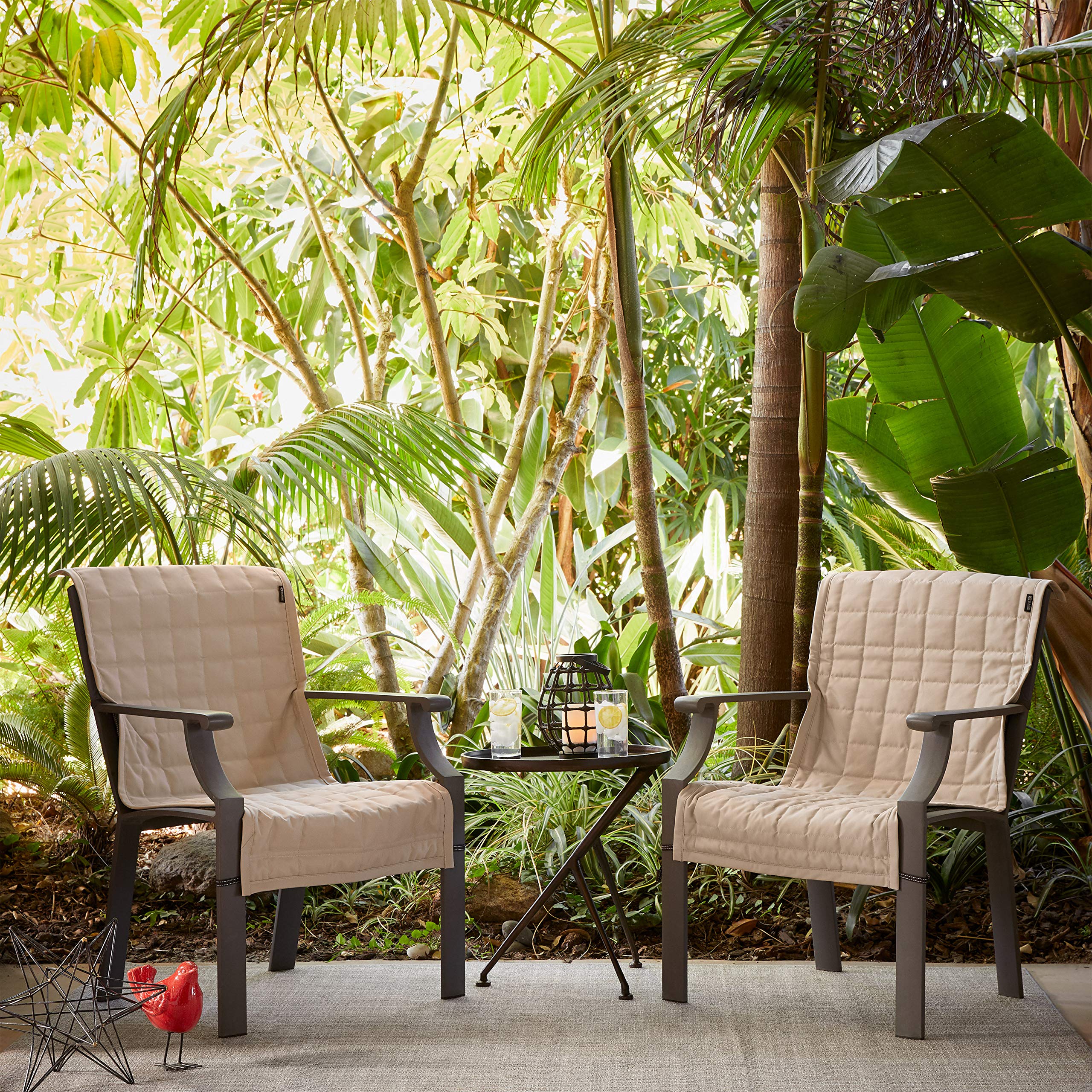 Classic Accessories Montlake slipcover on a patio setting for coordinated outdoor style