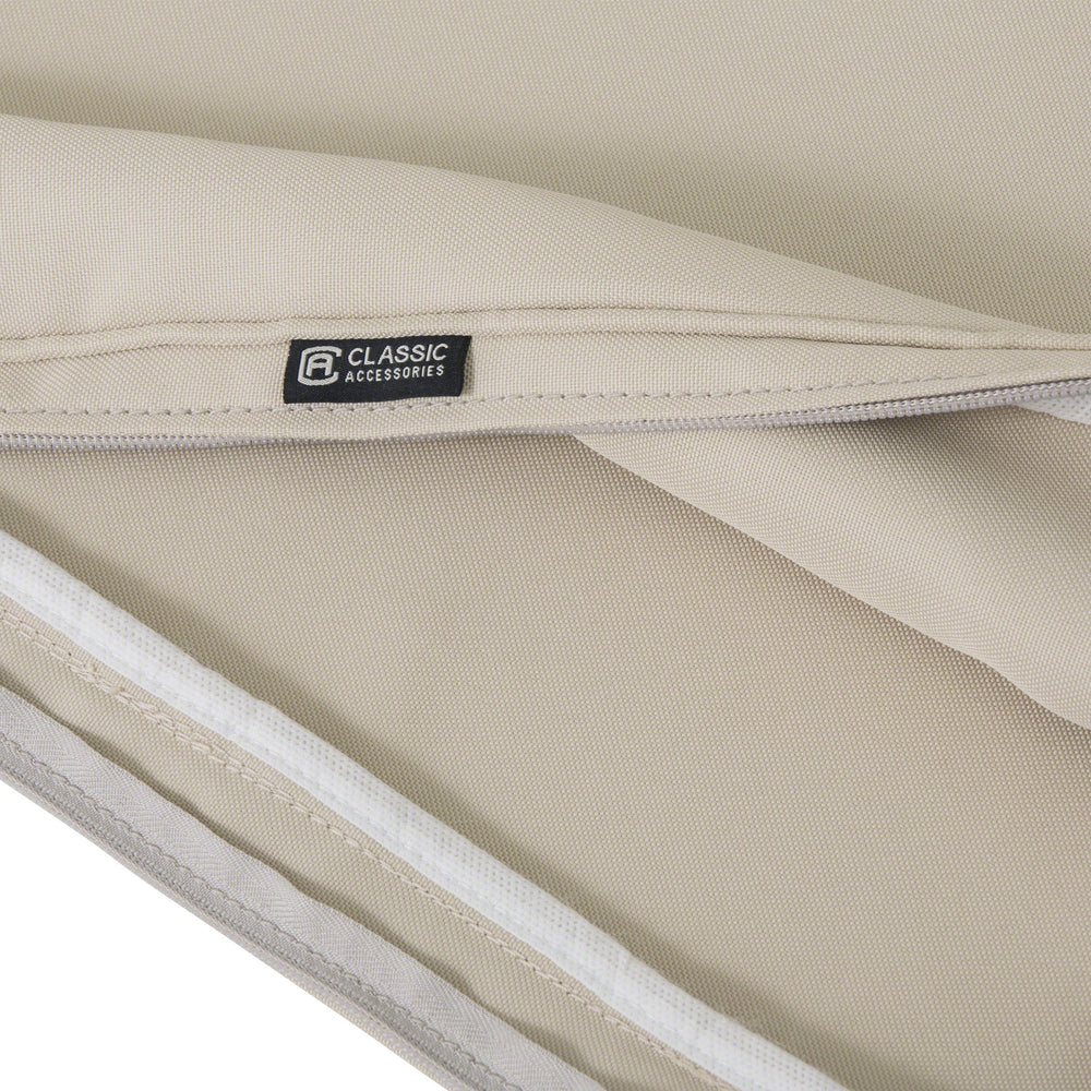 Classic Accessories cushion in outdoor setting showing coordinated style and weather readiness
