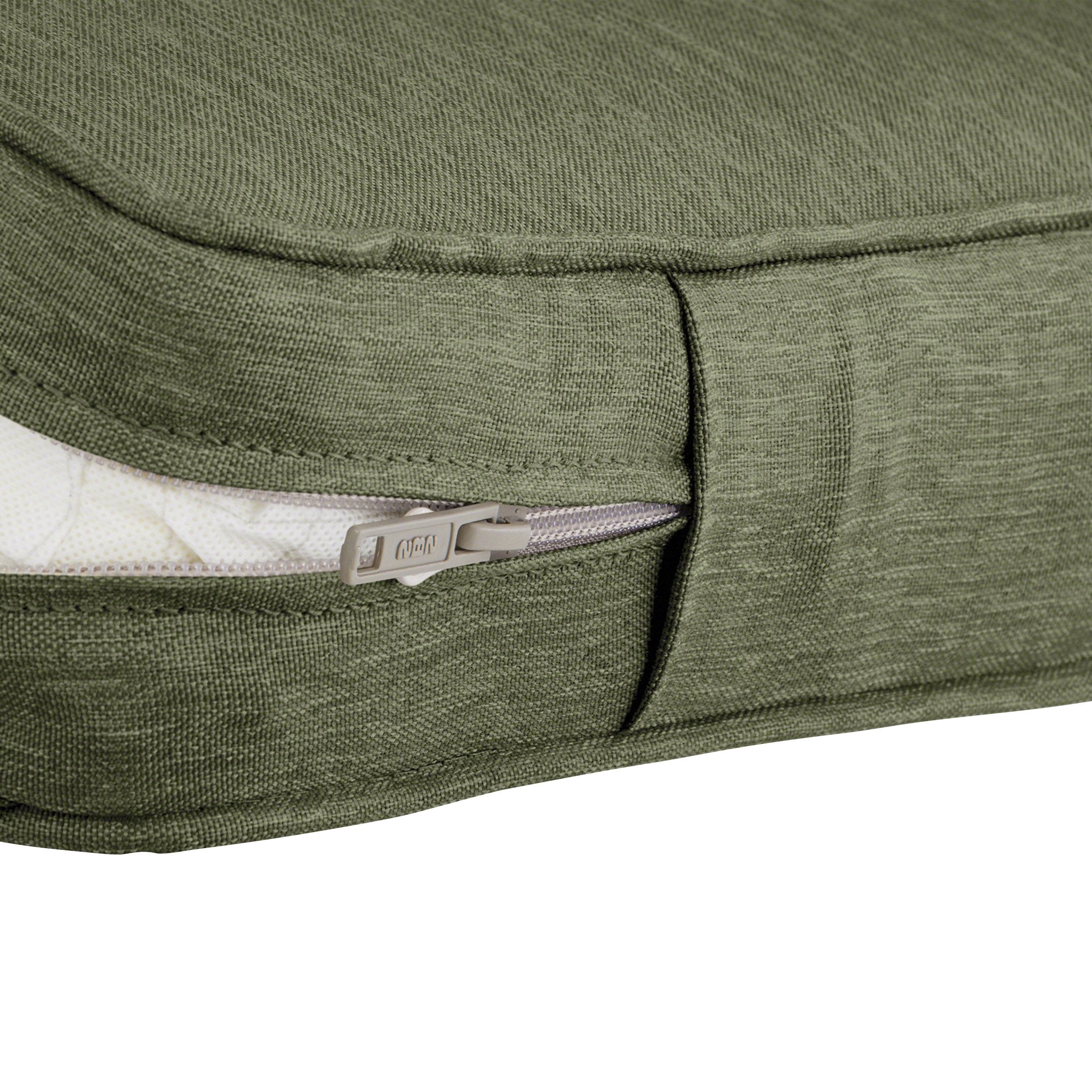 Classic Accessories cushion on a wooden bench illustrating correct 42 x 18 x 3 fit