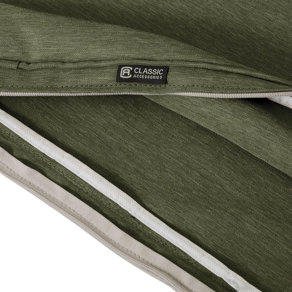 Classic Accessories water droplets beading on fabric demonstrating water-resistant coating