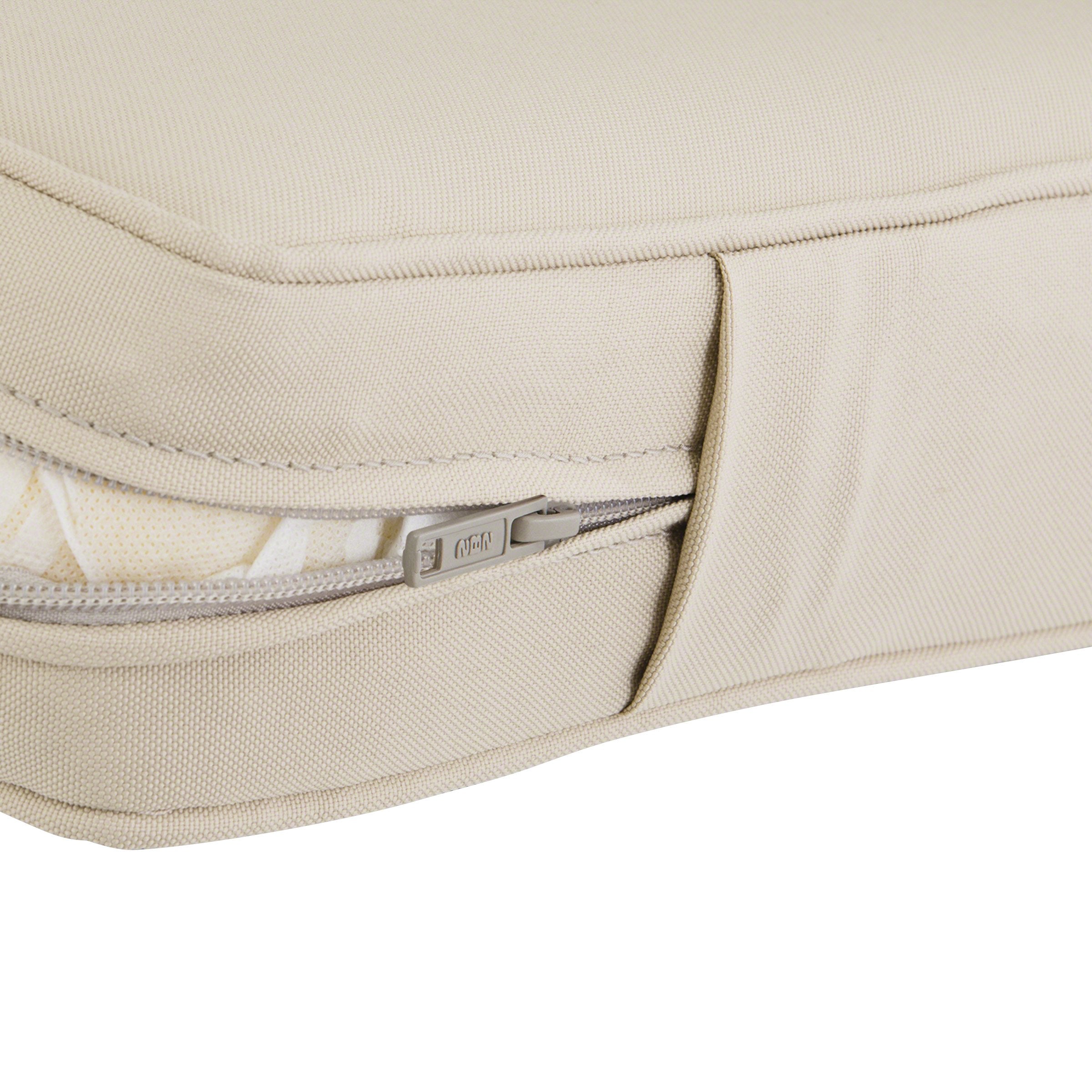 Classic Accessories locking zipper tucked in protective garage to prevent furniture scratches