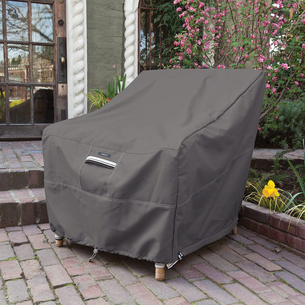 Classic Accessories cover installed on lounge chair showing tailored fit