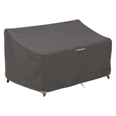 Classic Accessories Ravenna front view showing taupe cover protecting loveseat