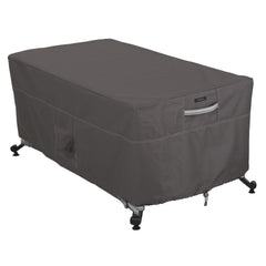 Classic Accessories Ravenna front view showing full cover protecting rectangular fire pit table