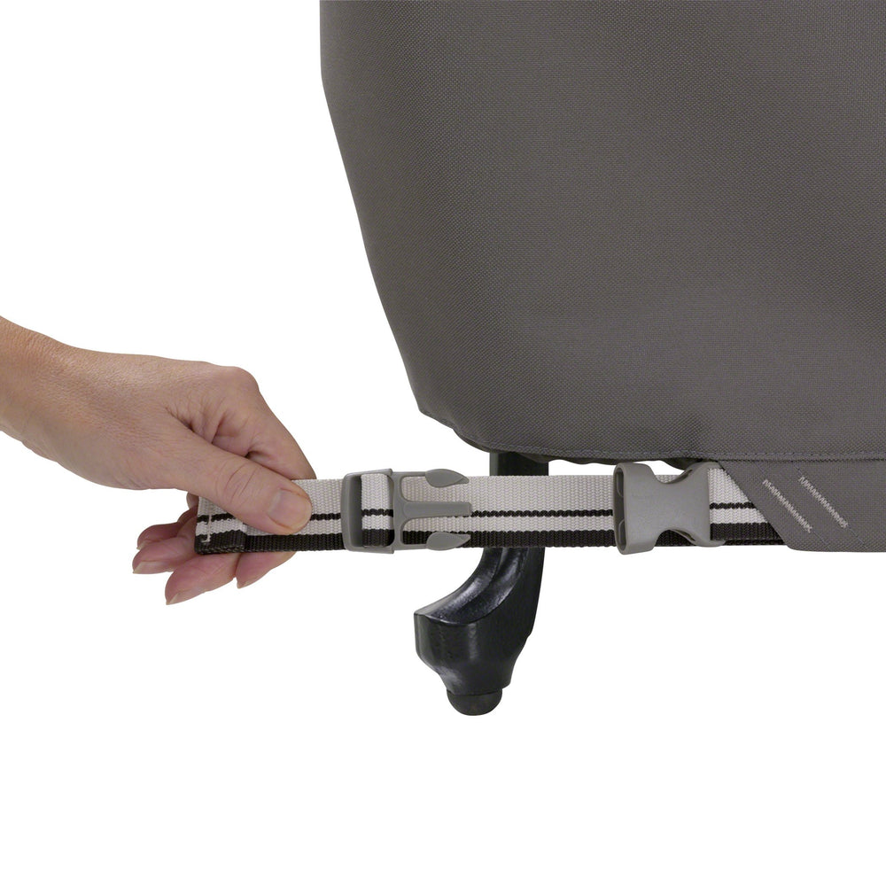 Classic Accessories Ravenna WindLock strap and click-close buckle securing cover in wind