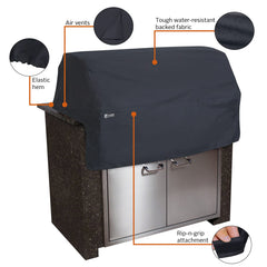 Classic Accessories Rip-and-Grip strap attachment close-up, securing cover against wind