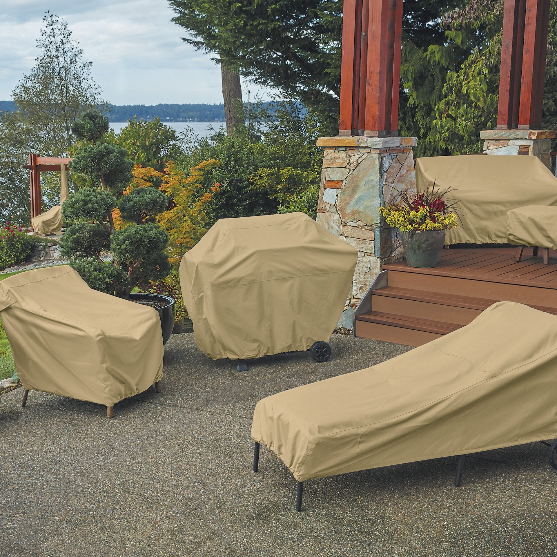 Classic Accessories cover on chaise in garden protecting furniture outdoors