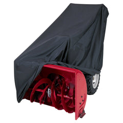 Classic Accessories front view of snow thrower cover protecting machine from weather