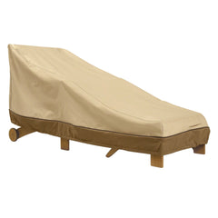 Classic Accessories front view of 86" Veranda chaise cover showing full protection and neat fit