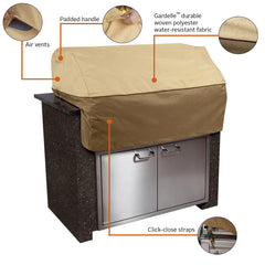 Classic Accessories click-close strap fastened to secure cover in wind