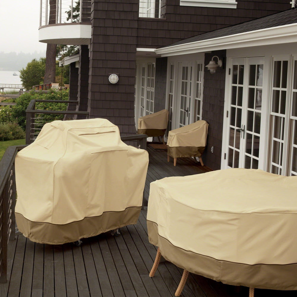 Classic Accessories Veranda folded for compact storage to save space in a garage