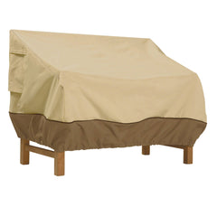 Classic Accessories front view of cover protecting loveseat with neat fit
