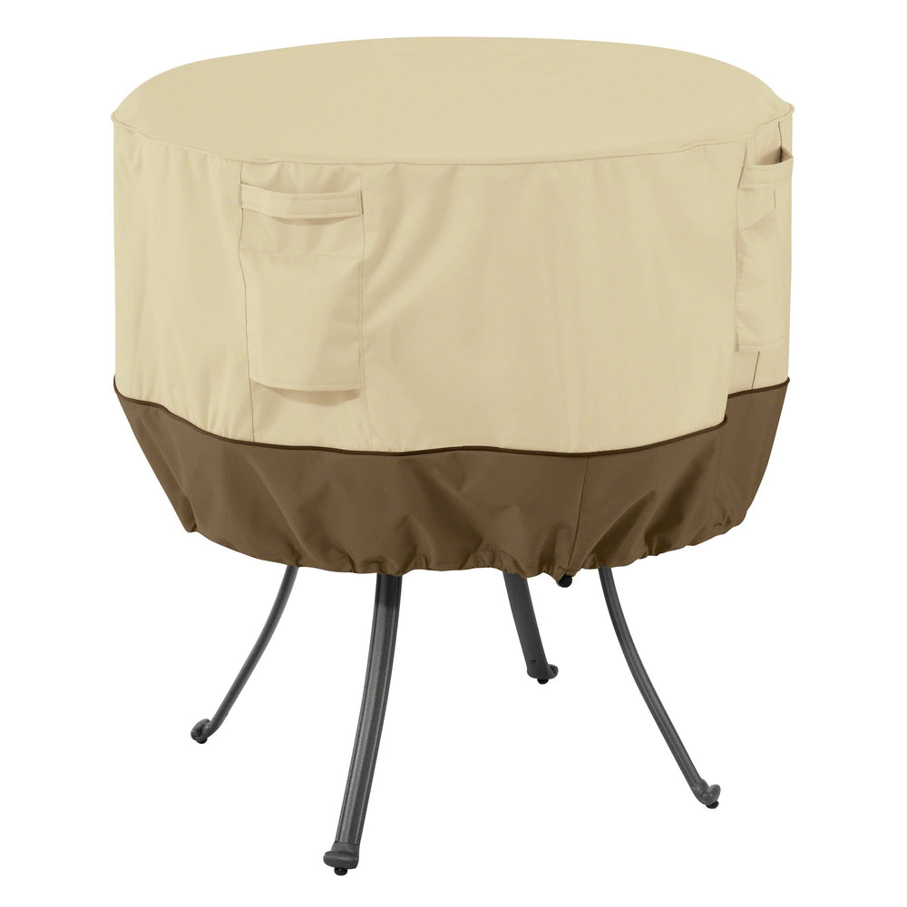 Classic Accessories Veranda front view showing full cover protecting round table