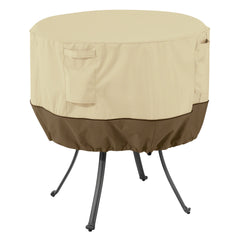 Classic Accessories Veranda front view showing full cover protecting round table