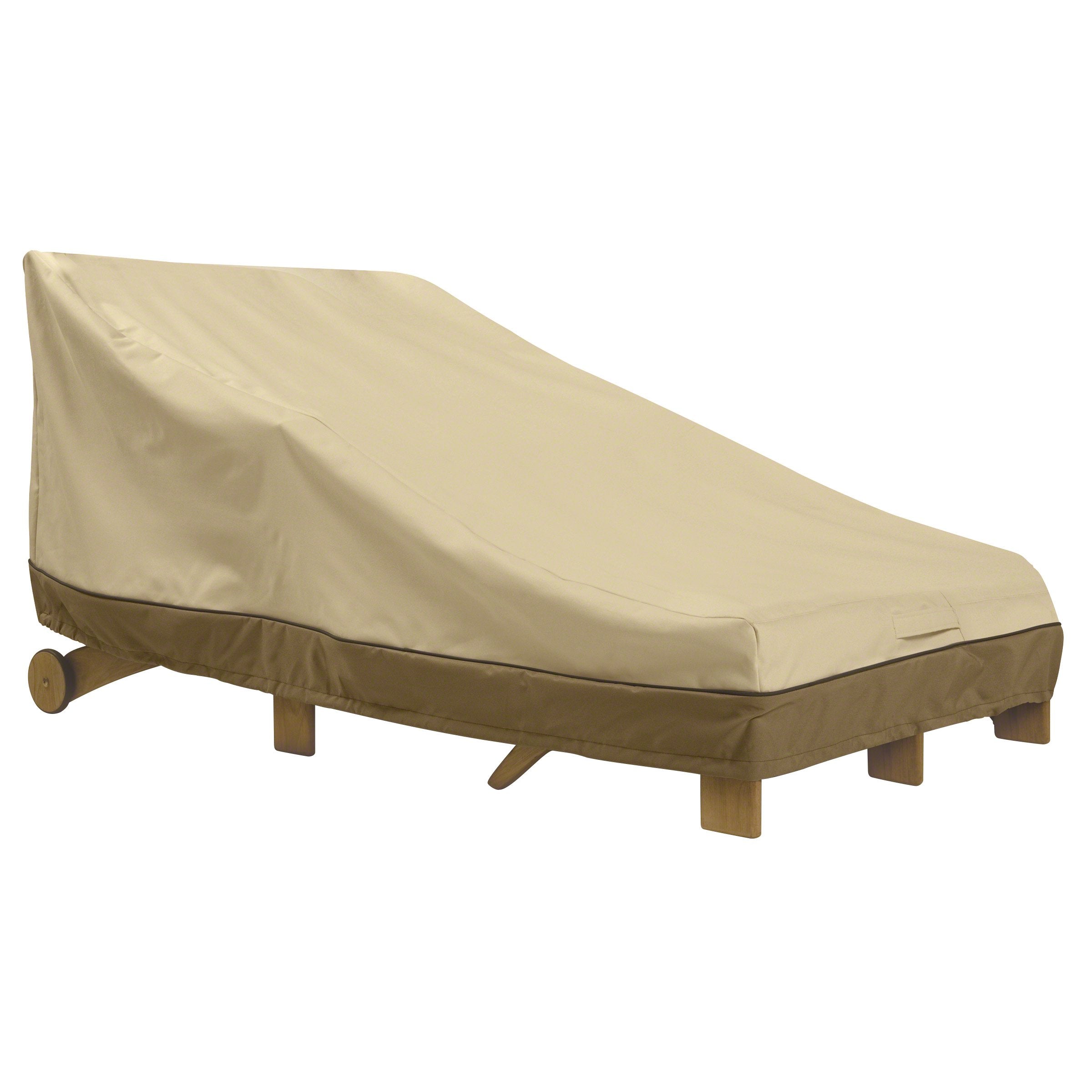 Classic Accessories Veranda front view protecting double chaise lounge outdoors