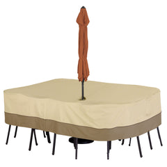 Classic Accessories Veranda front view showing full table coverage and neat fit