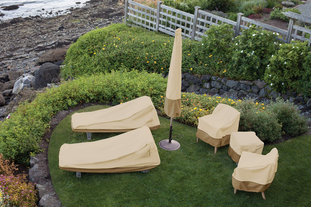 Classic Accessories Veranda in backyard setting protecting chairs while adding style