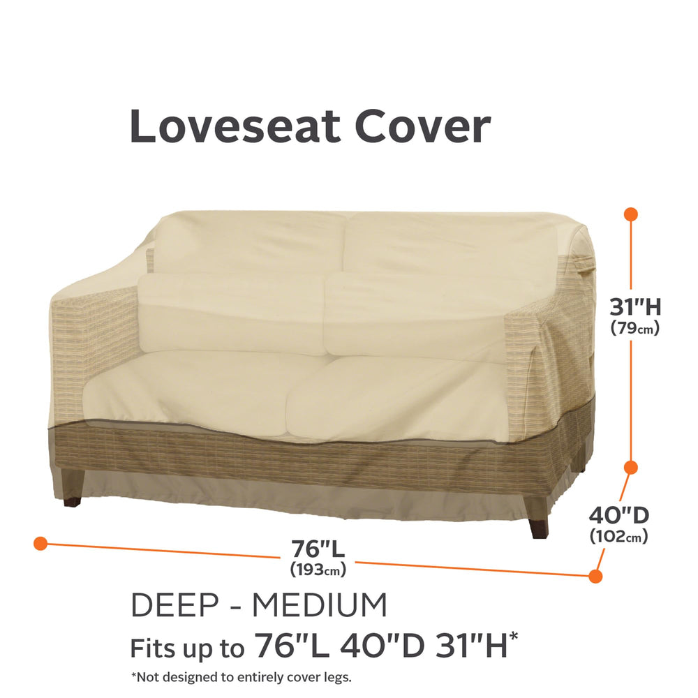 Classic Accessories Veranda side profile illustrating coverage over armrests and depth