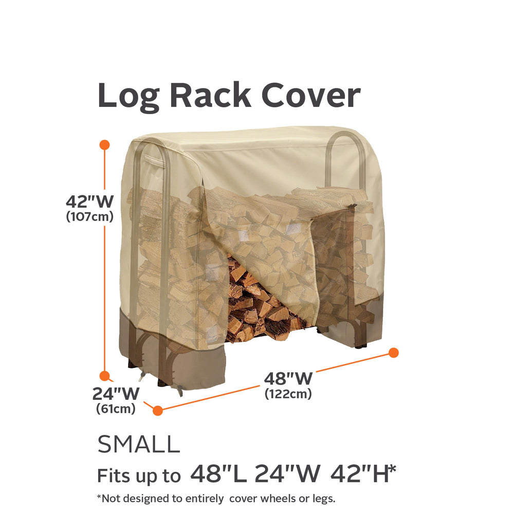Classic Accessories Veranda side profile demonstrating tidy protected wood storage