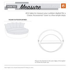 Classic Accessories detail of click-close strap fastened around leg for secure wind hold