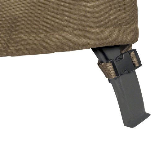 Classic Accessories click-close strap snapped for secure wind resistance