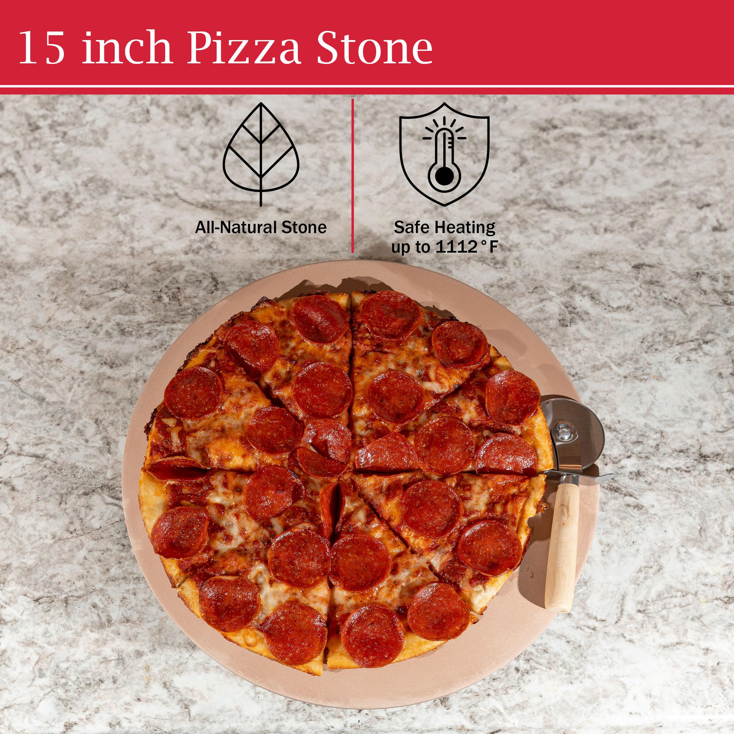 Classic Cuisine stone placed on a gas grill producing restaurant-style pizza crispness outdoors